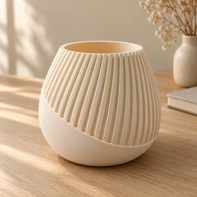 Rounded ribbed vase